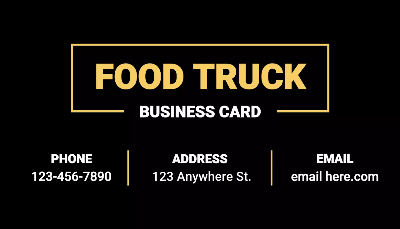 black modern food business card