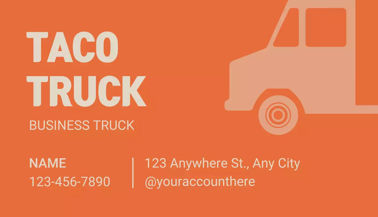 orange modern food business card