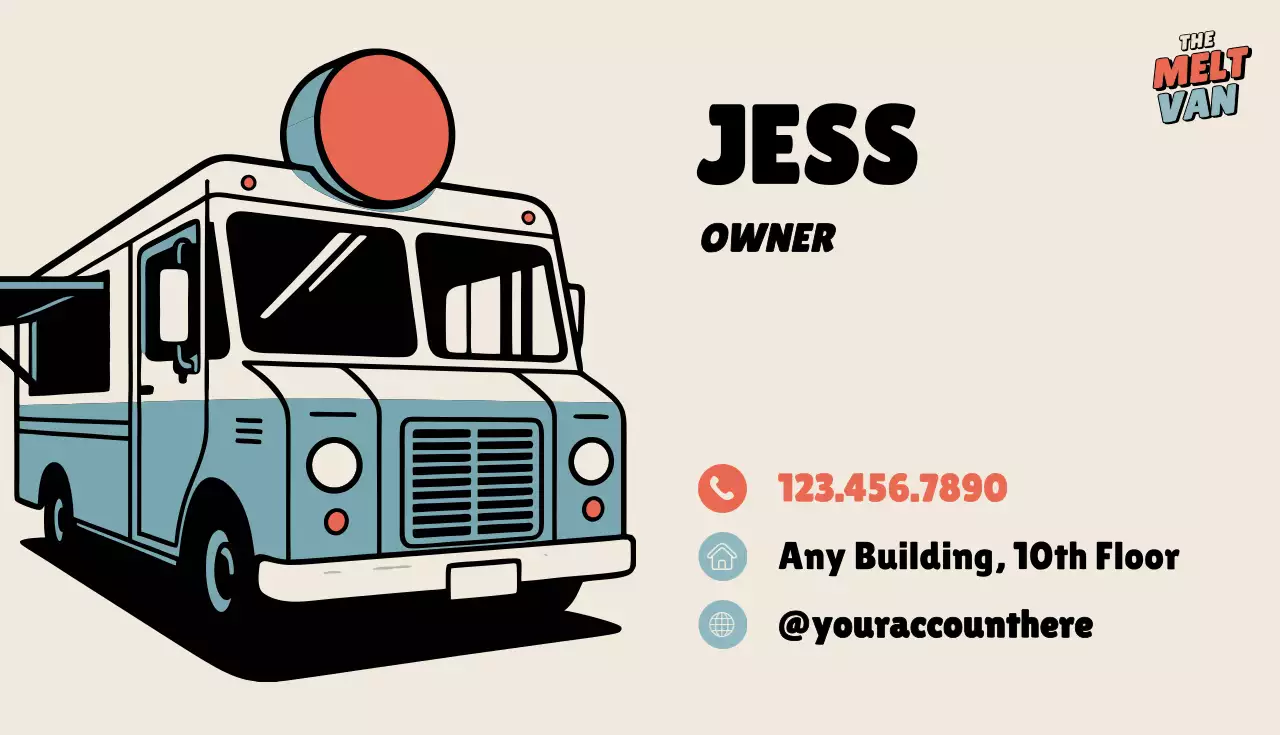 beige retro food truck card
