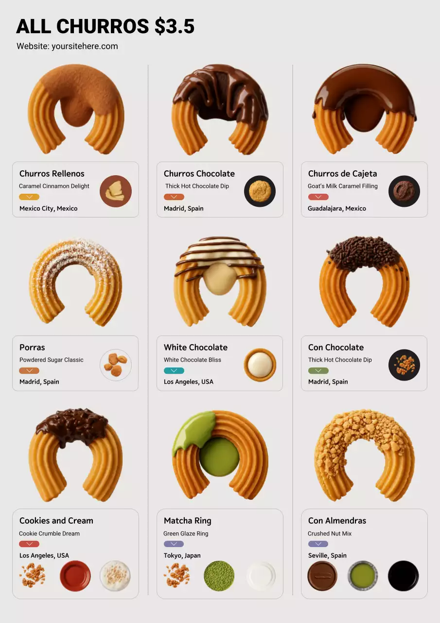 brown modern churros menu