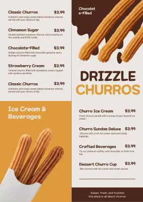 brown modern dessert menu