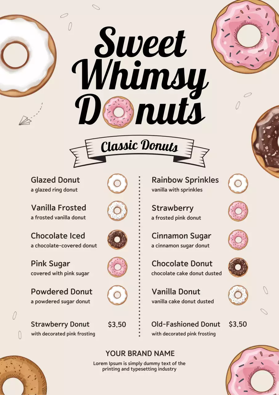 beige retro donut menu
