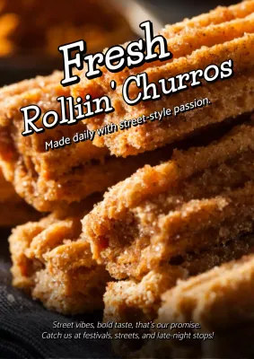 Brown Trendy Churros Promotion Poster