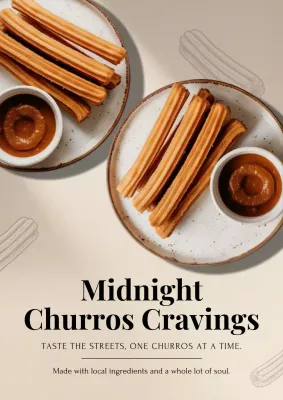 Beige Modern Churros Advertisement Poster