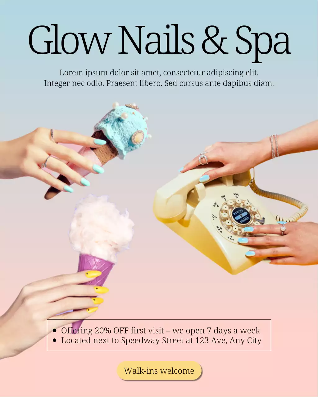 파스텔 레트로 네일 프로모션 인스타그램 게시물