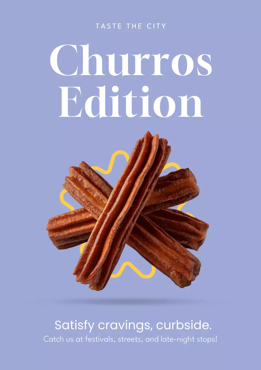 Brown Trendy Churros Promotion Poster