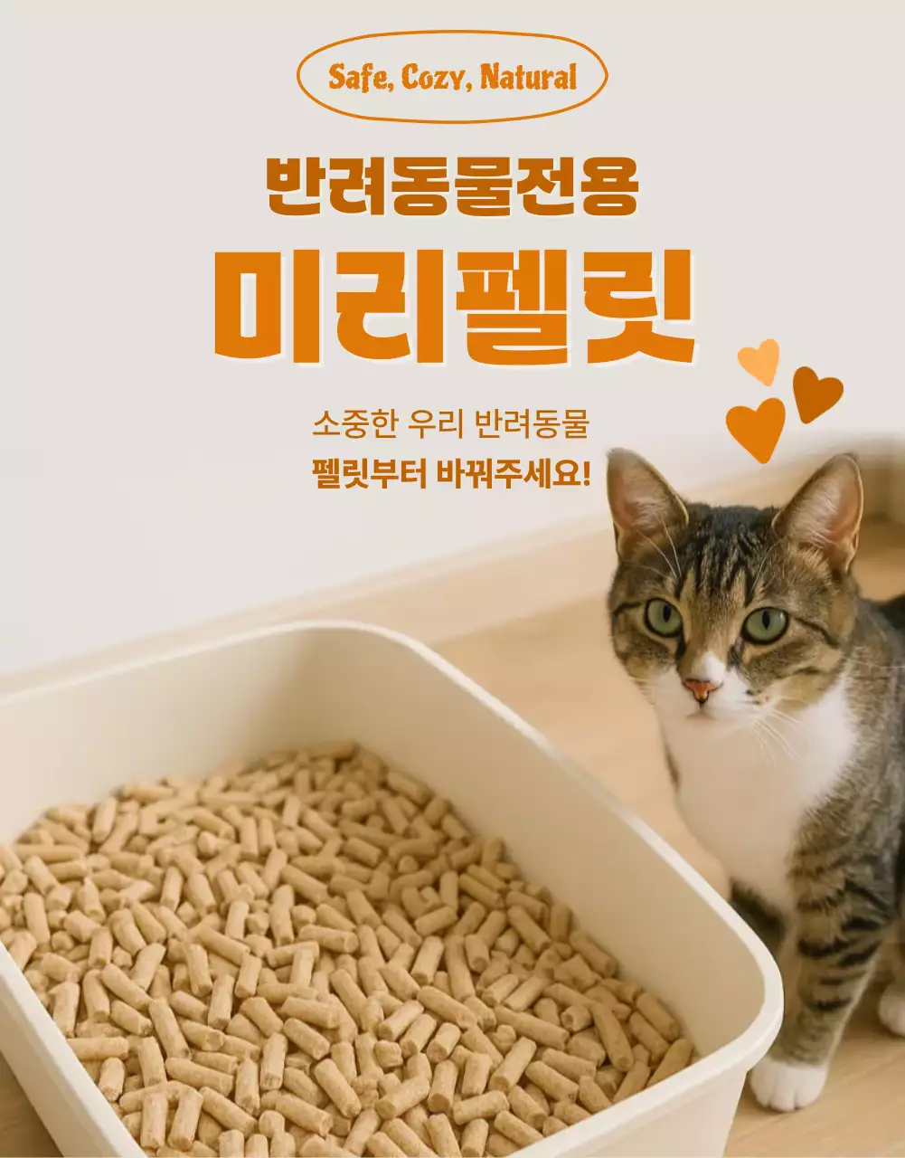 베이지 깔끔 반려동물 광고