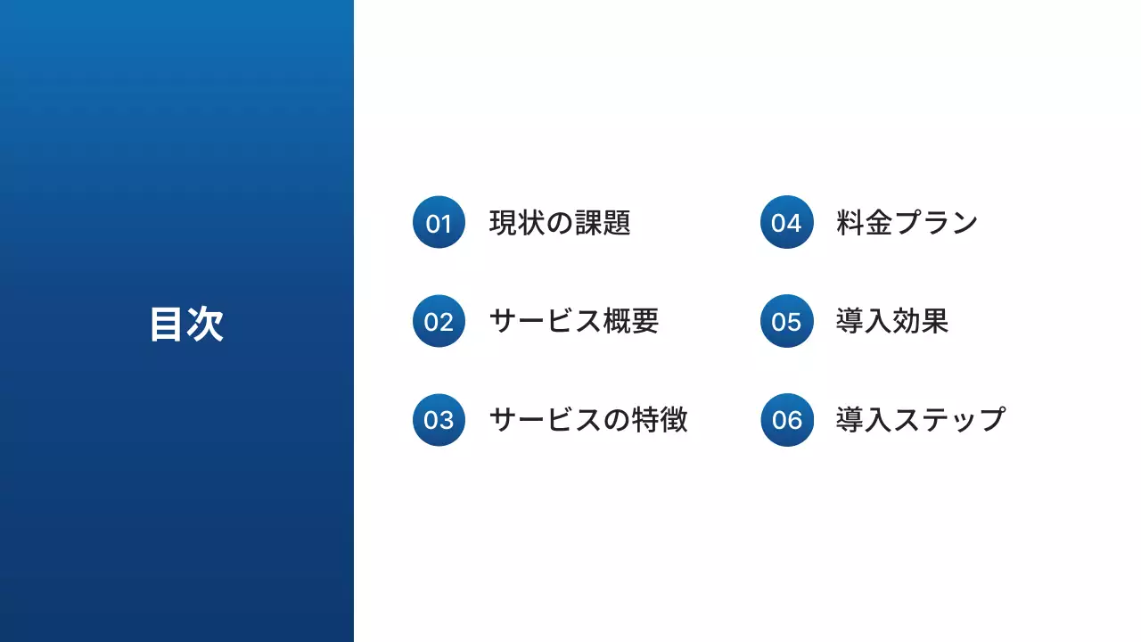 青 シンプル サービス紹介 資料