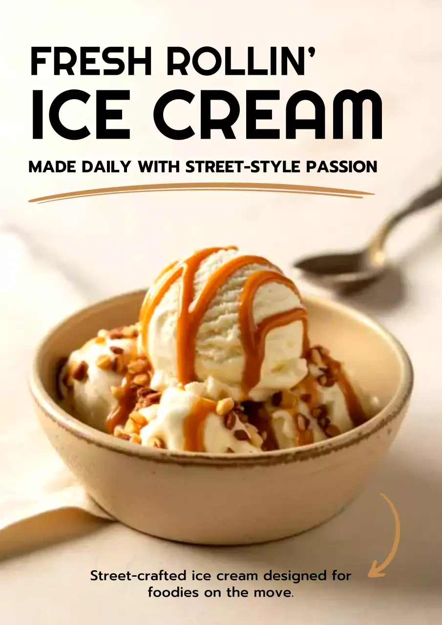 Beige Trendy Dessert Promotion Poster