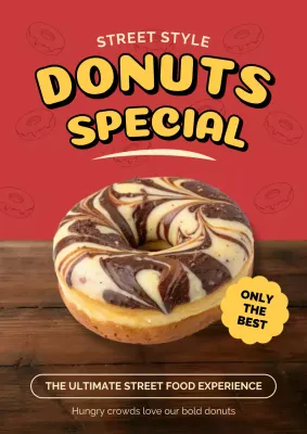 Red Retro Donut Advertisement Poster