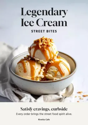 Beige Modern Ice Cream Advertisement Poster