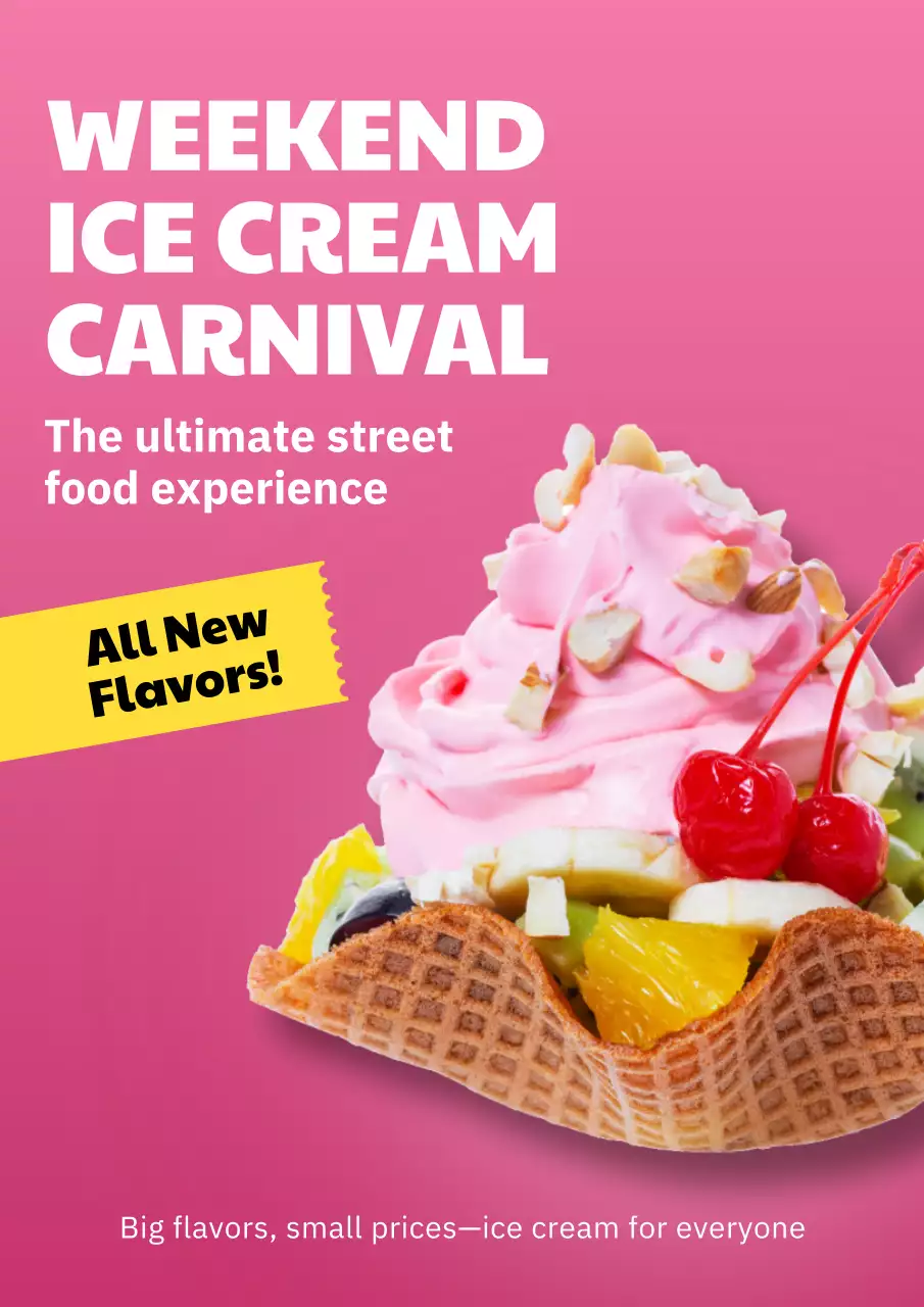 Pink Trendy Ice Cream Promotion Poster