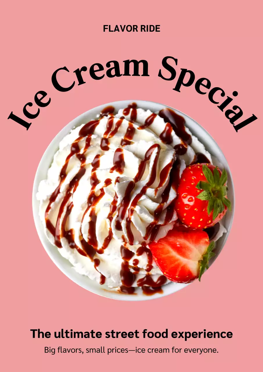 Pink Modern Ice Cream Promotion Poster