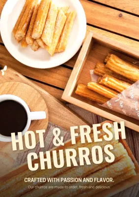 Beige Rustic Churros Advertisement Poster
