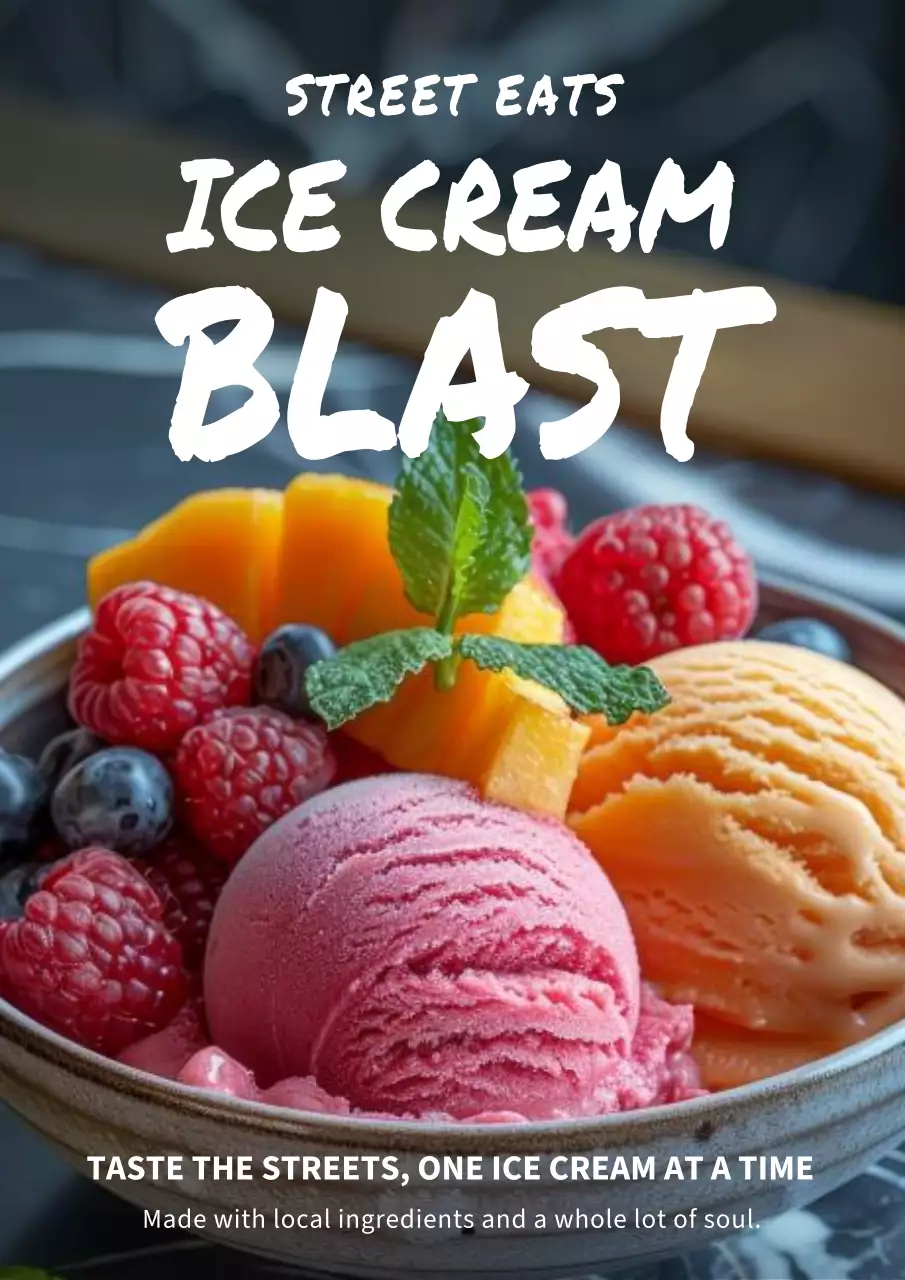 Colorful Rustic Ice Cream Promotion Poster