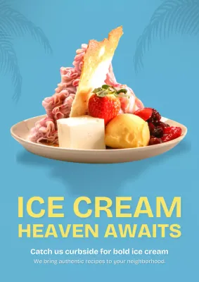 Blue Bold Ice Cream Promotion Poster