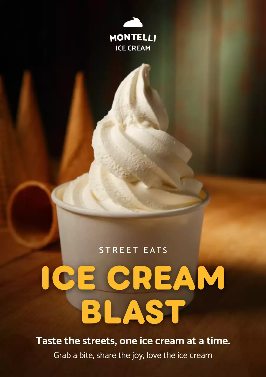 Brown Classic Ice Cream Advertisement Poster