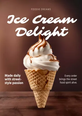 Brown Retro Ice Cream Advertisement Poster