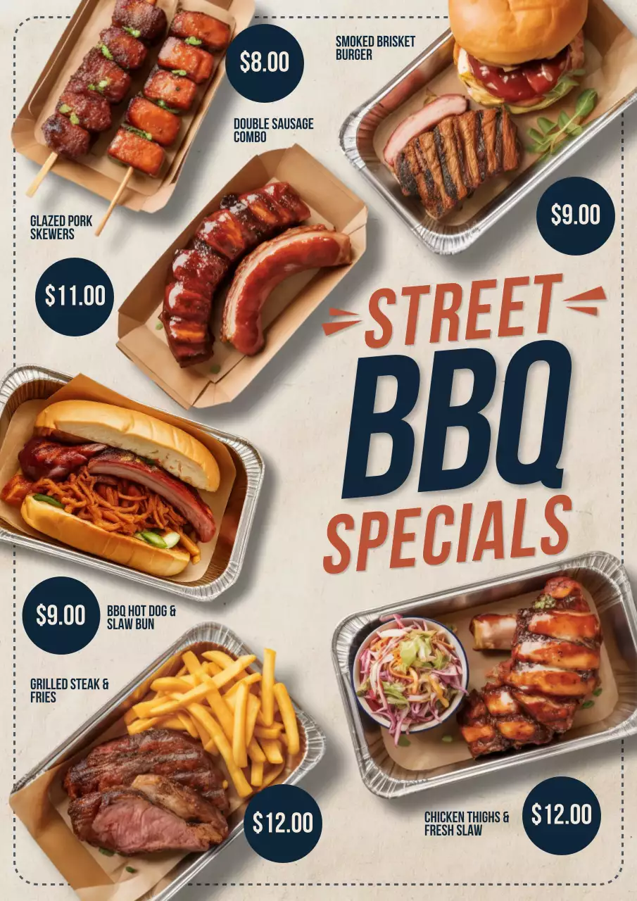 Orange rustic BBQ menu