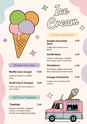 Pastel retro ice cream menu
