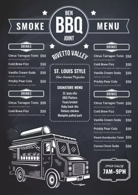 Black vintage BBQ menu