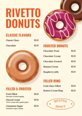 Orange retro donut menu