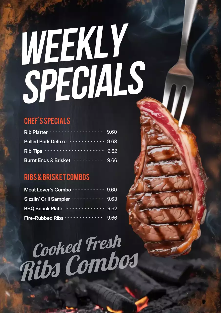 Brown rustic BBQ menu advertisement