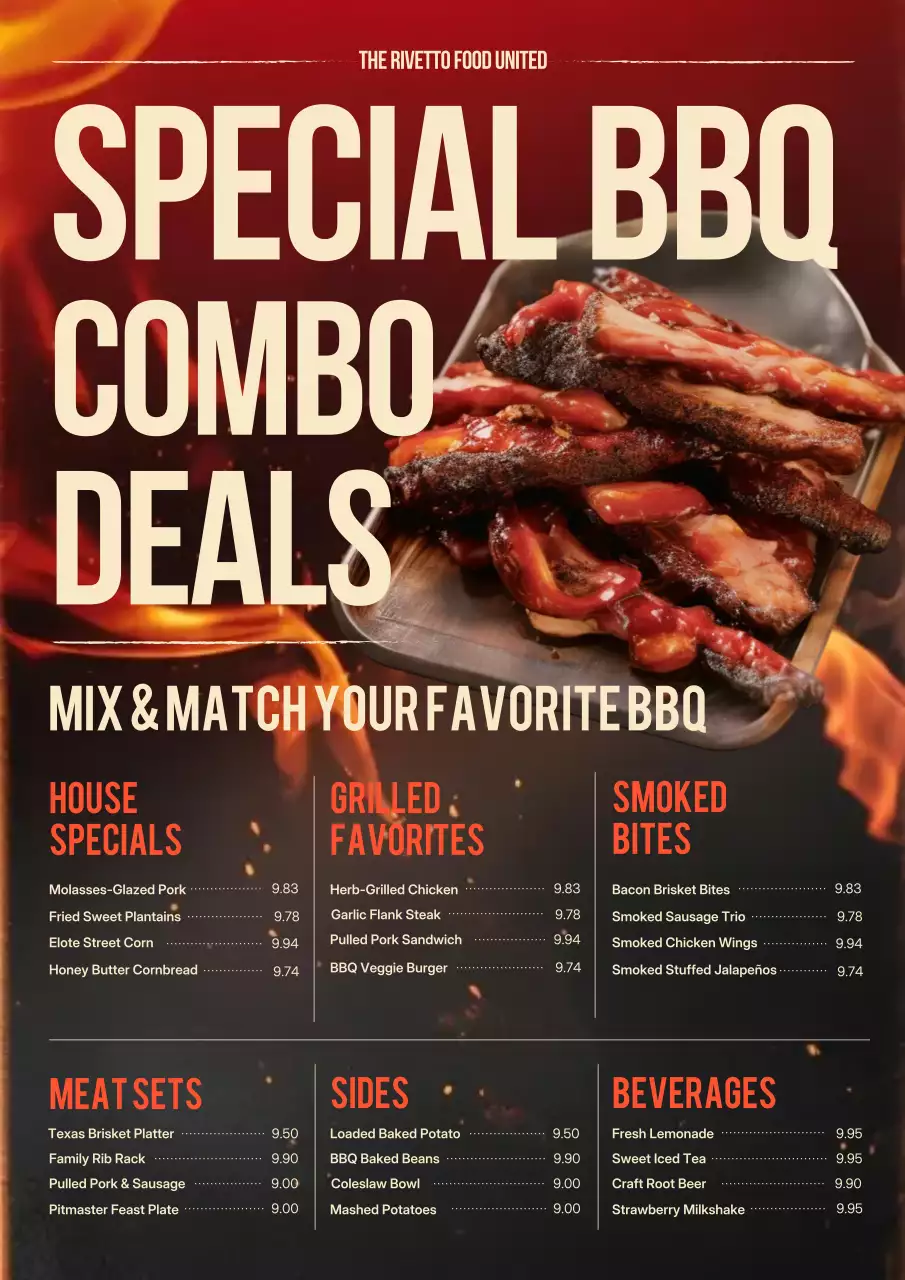 Red bold BBQ menu