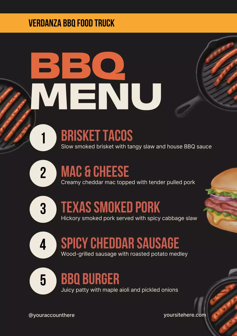 Black modern BBQ menu promotion