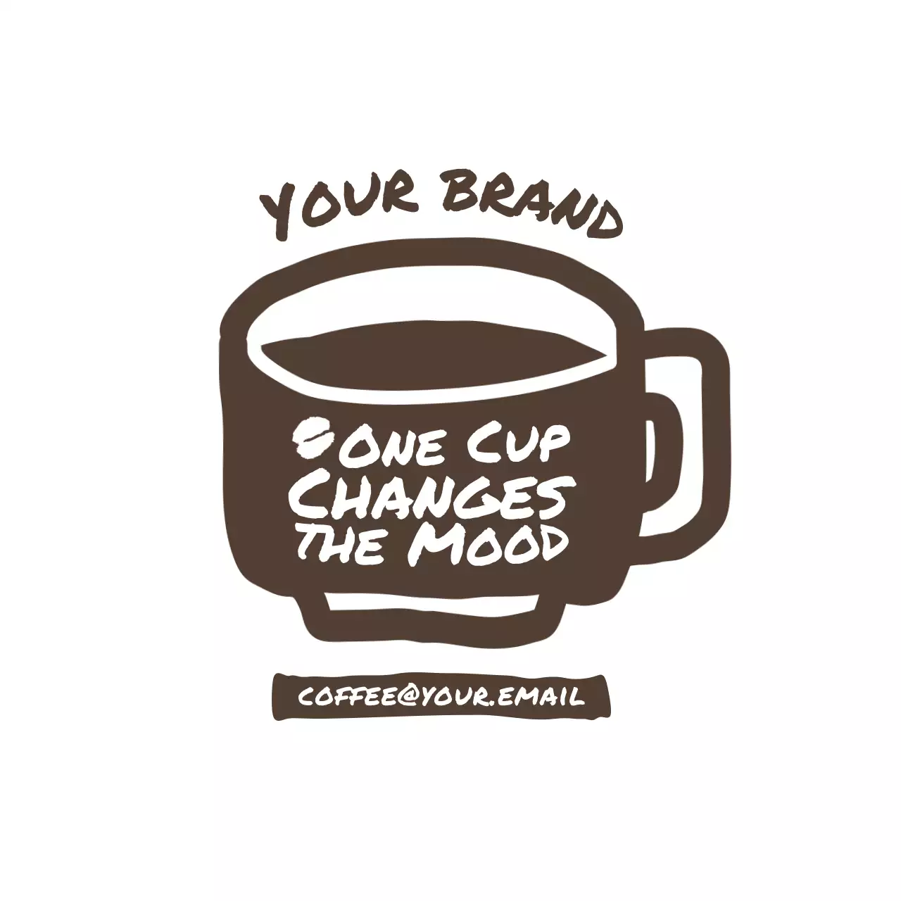 茶色 シンプル コーヒー ロゴ イラスト