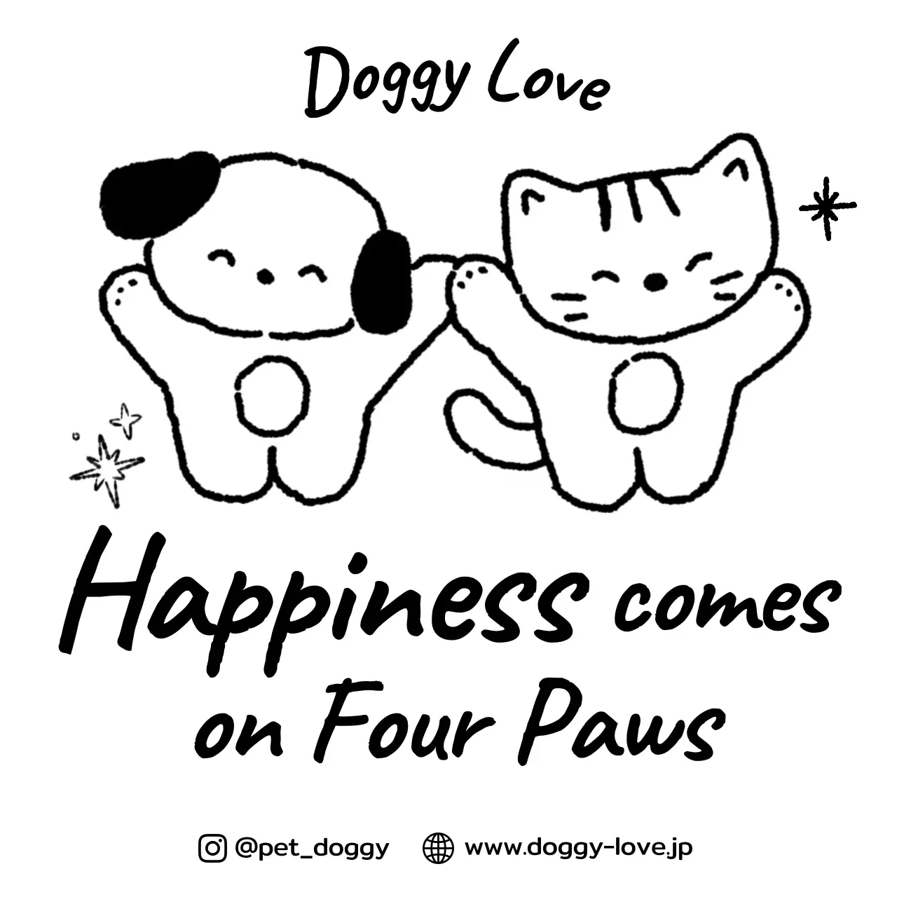 白黒 かわいい ペット ポスター カジュアル