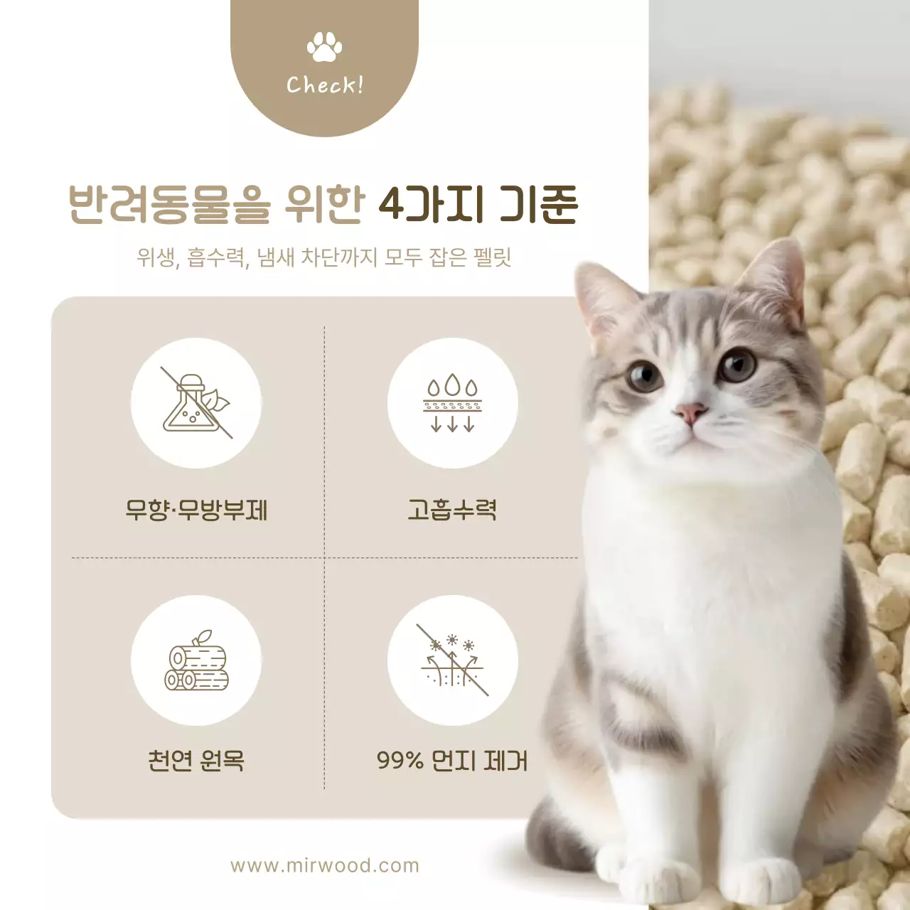 베이지 심플 반려동물 펠릿 홍보