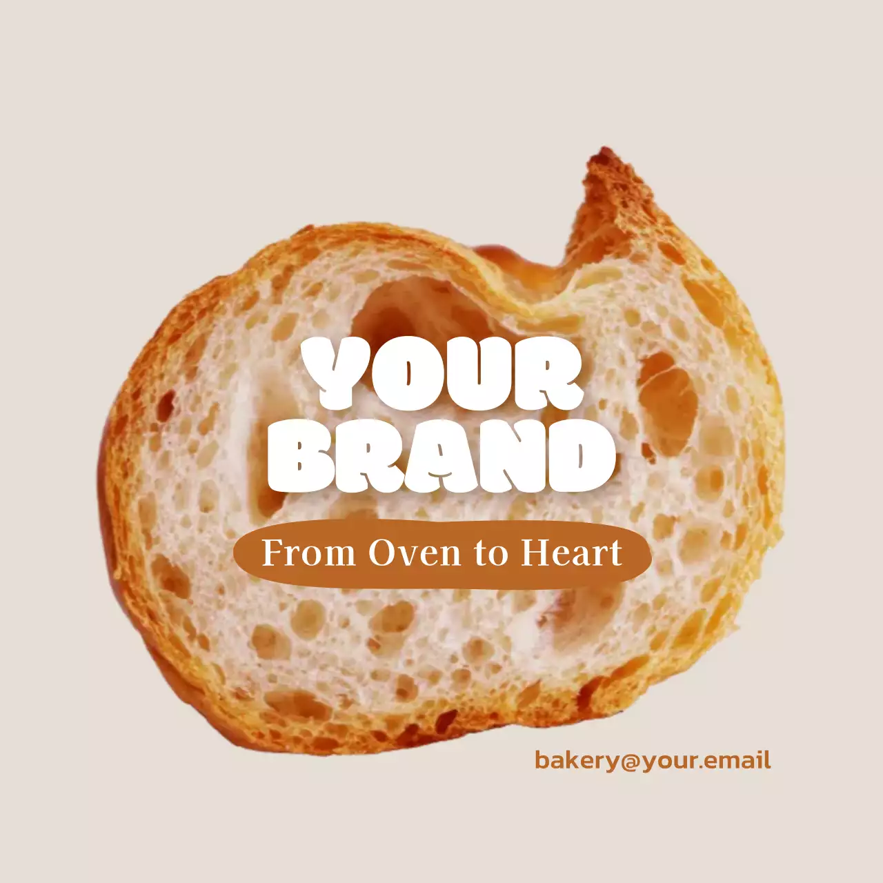 ベージュ シンプル パン ロゴステッカー 写真