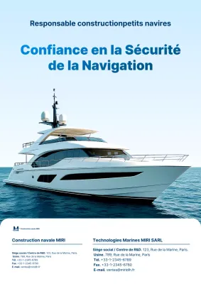 Publicité pour un navire moderne bleu ciel