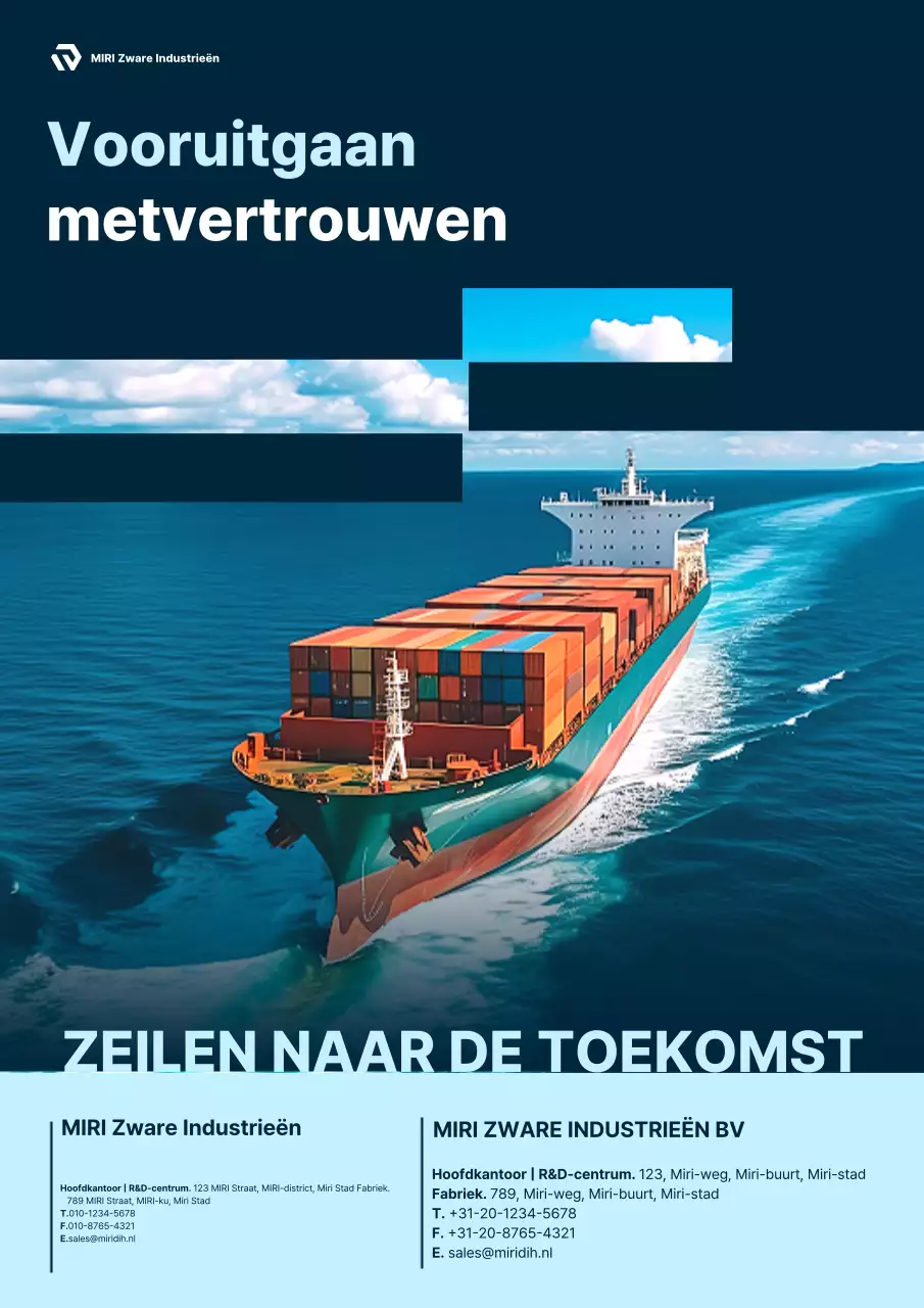 Blauwe moderne industriële reclame