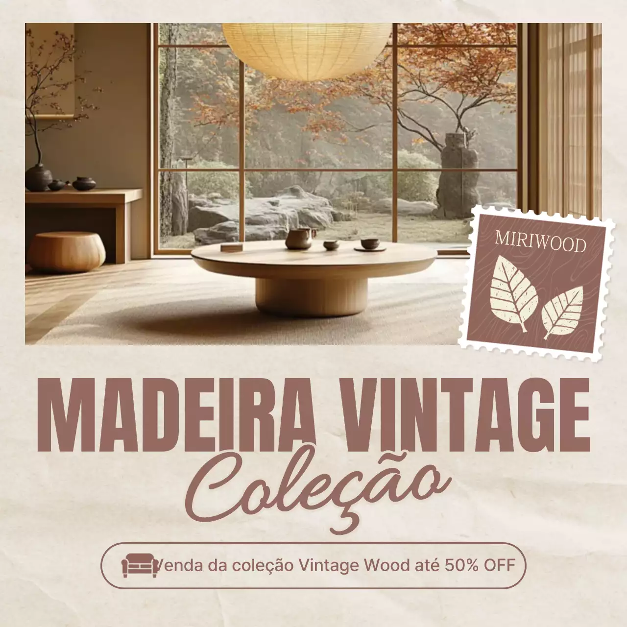Exposição de interiores vintage bege