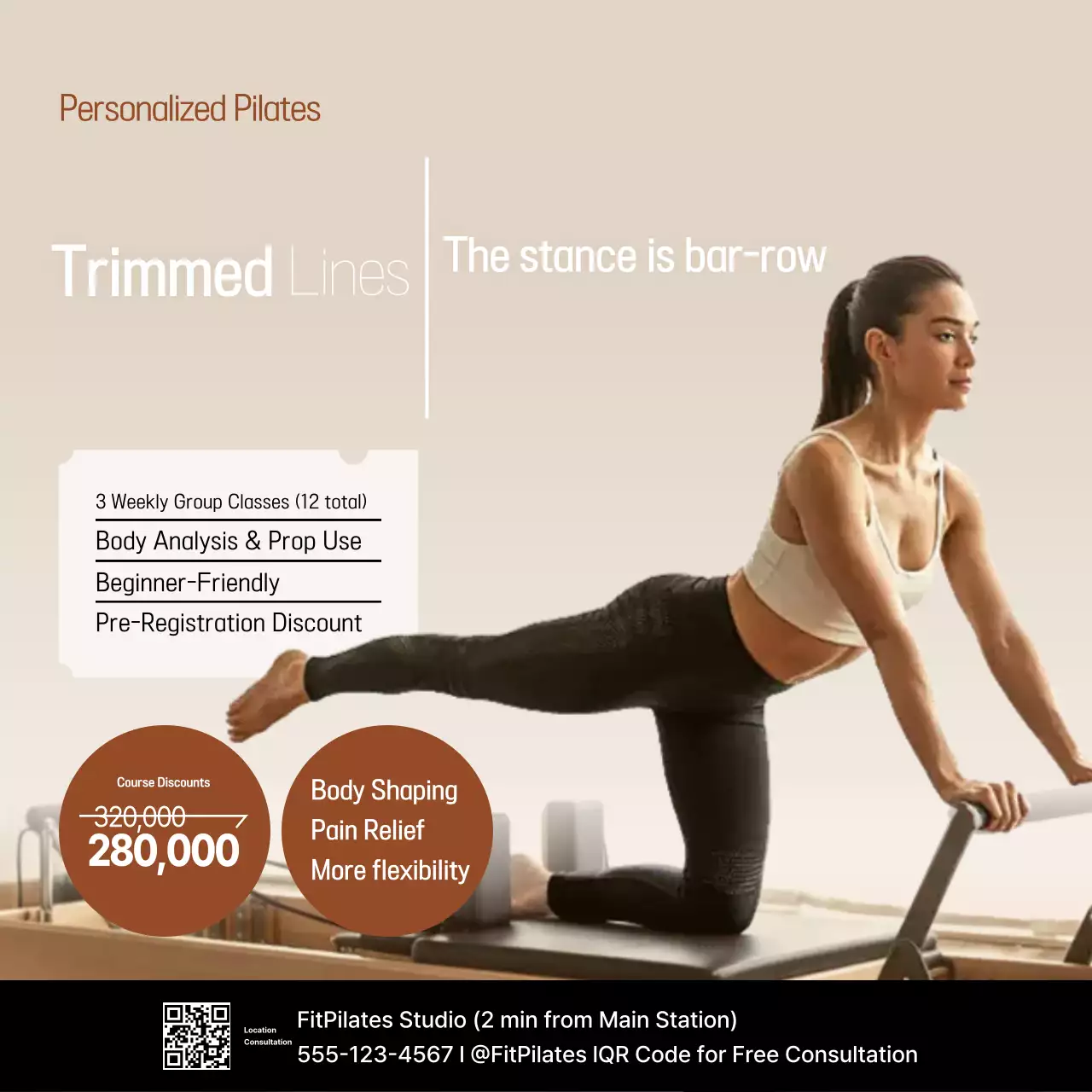 Beige Modern Pilates Advertisement
