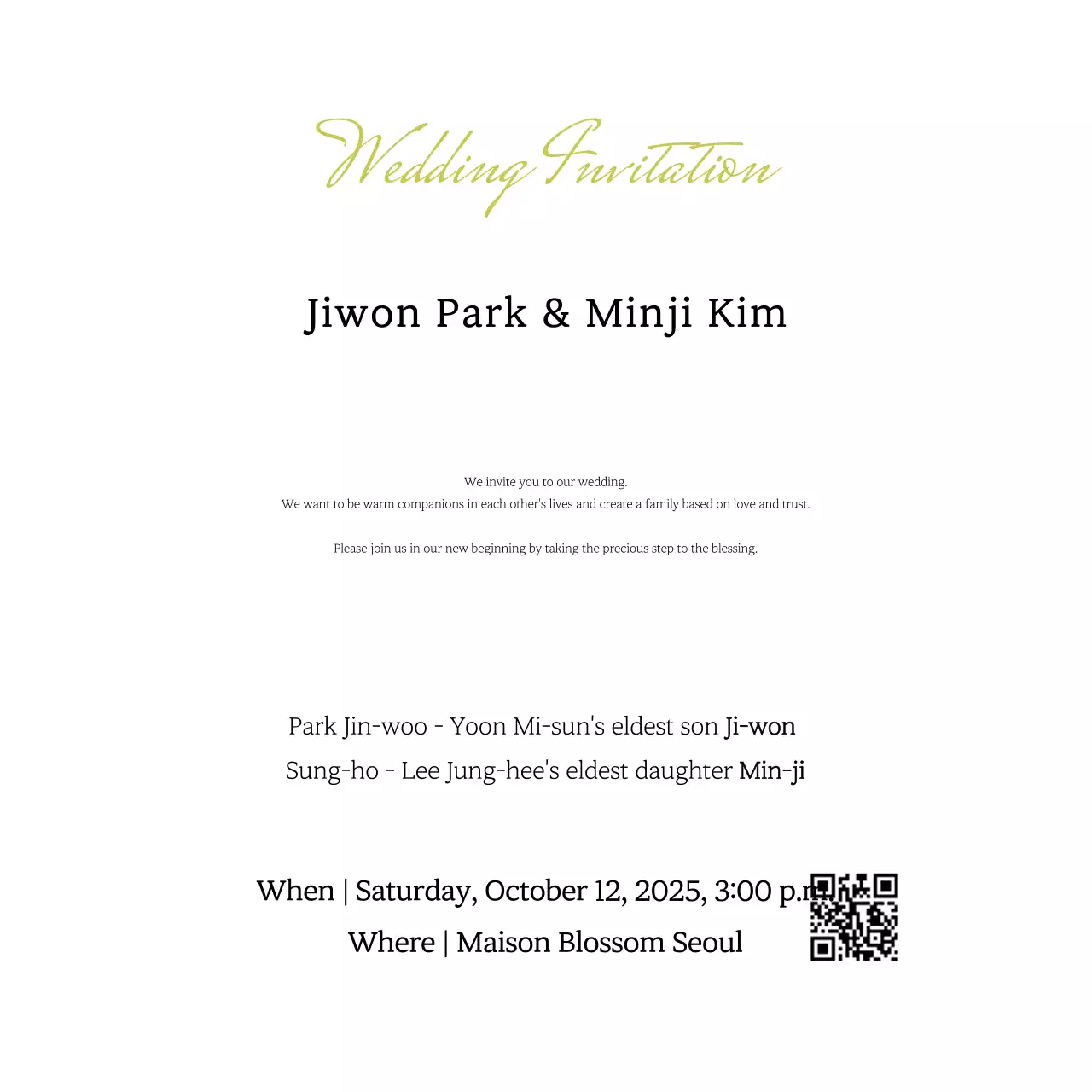 Convite de casamento elegante verde