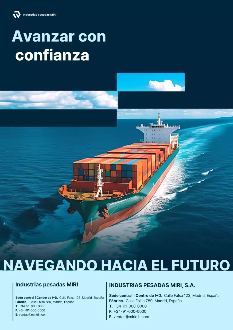 Publicidad industrial moderna azul