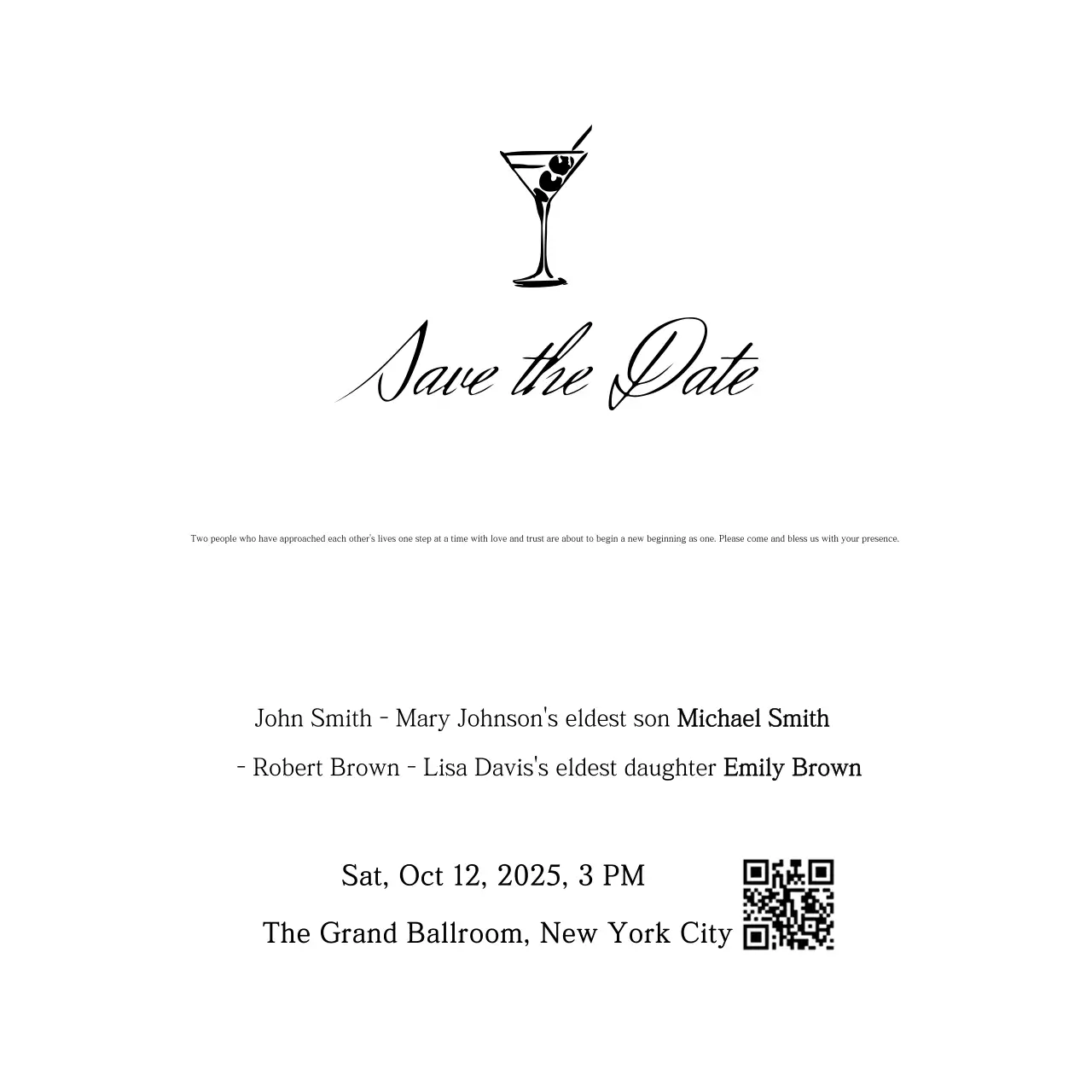 Thiệp cưới đơn giản đen trắng