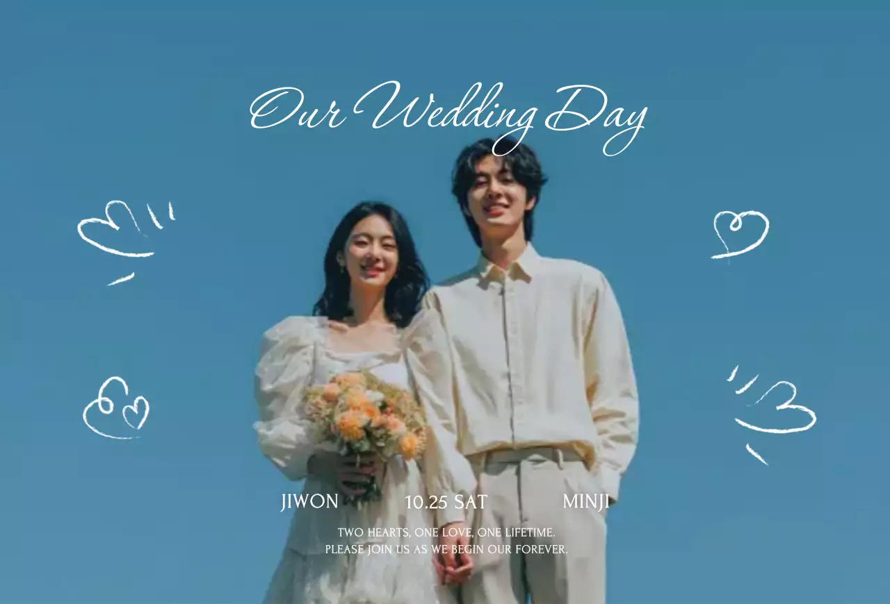 Undangan Pernikahan Sederhana Biru Langit