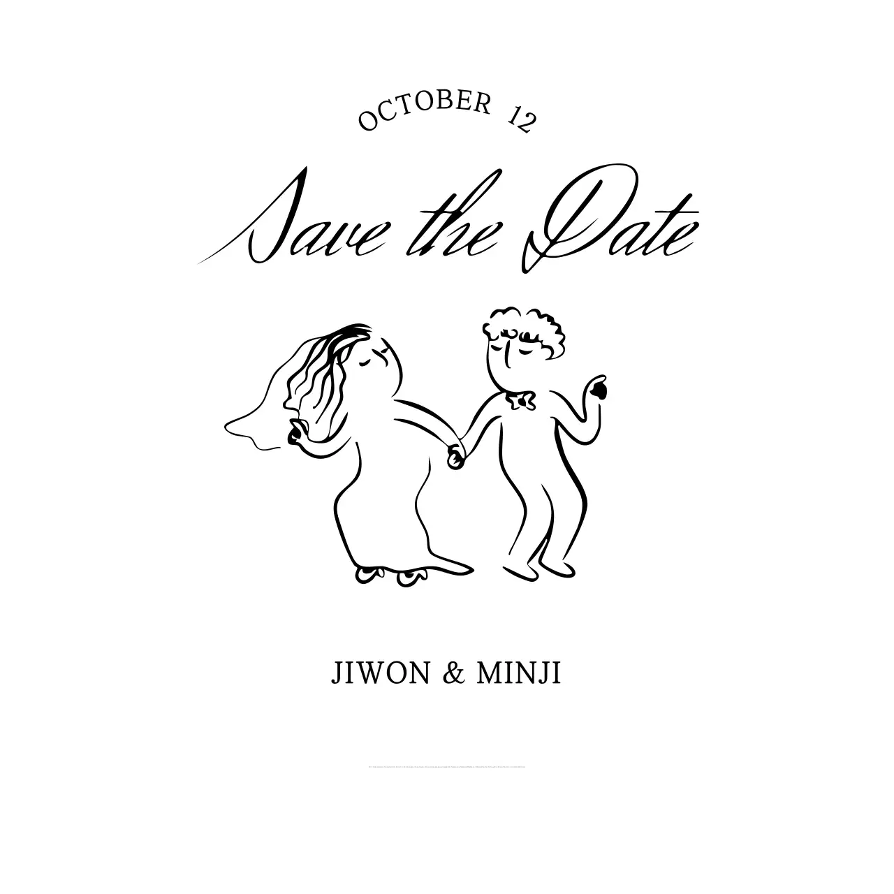 Convite de casamento simples em preto e branco