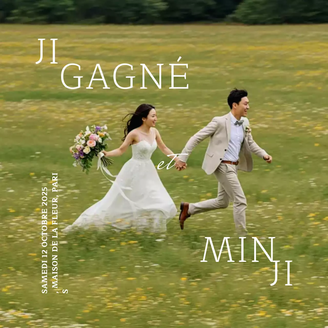 Invitation de mariage élégante et verte