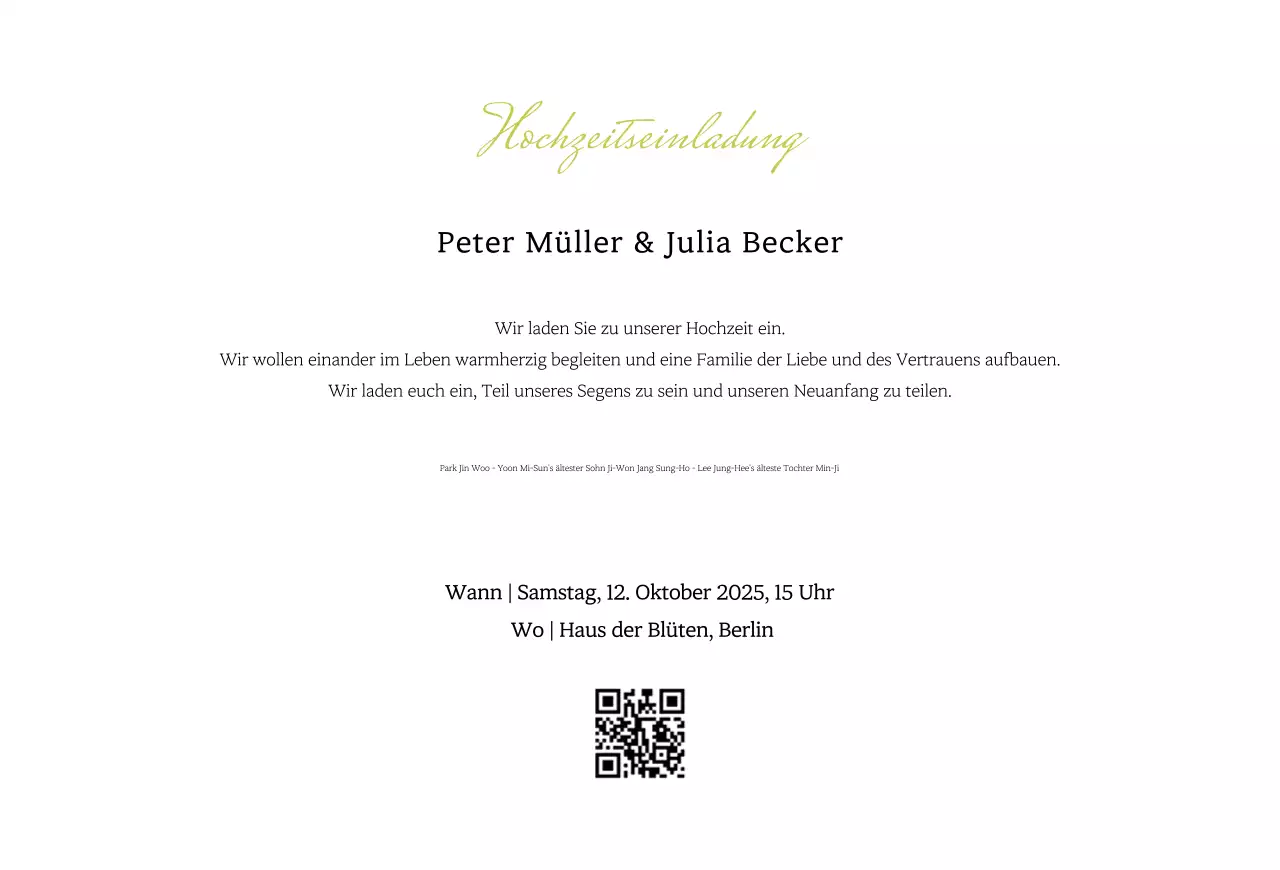 Grüne elegante Hochzeitseinladung