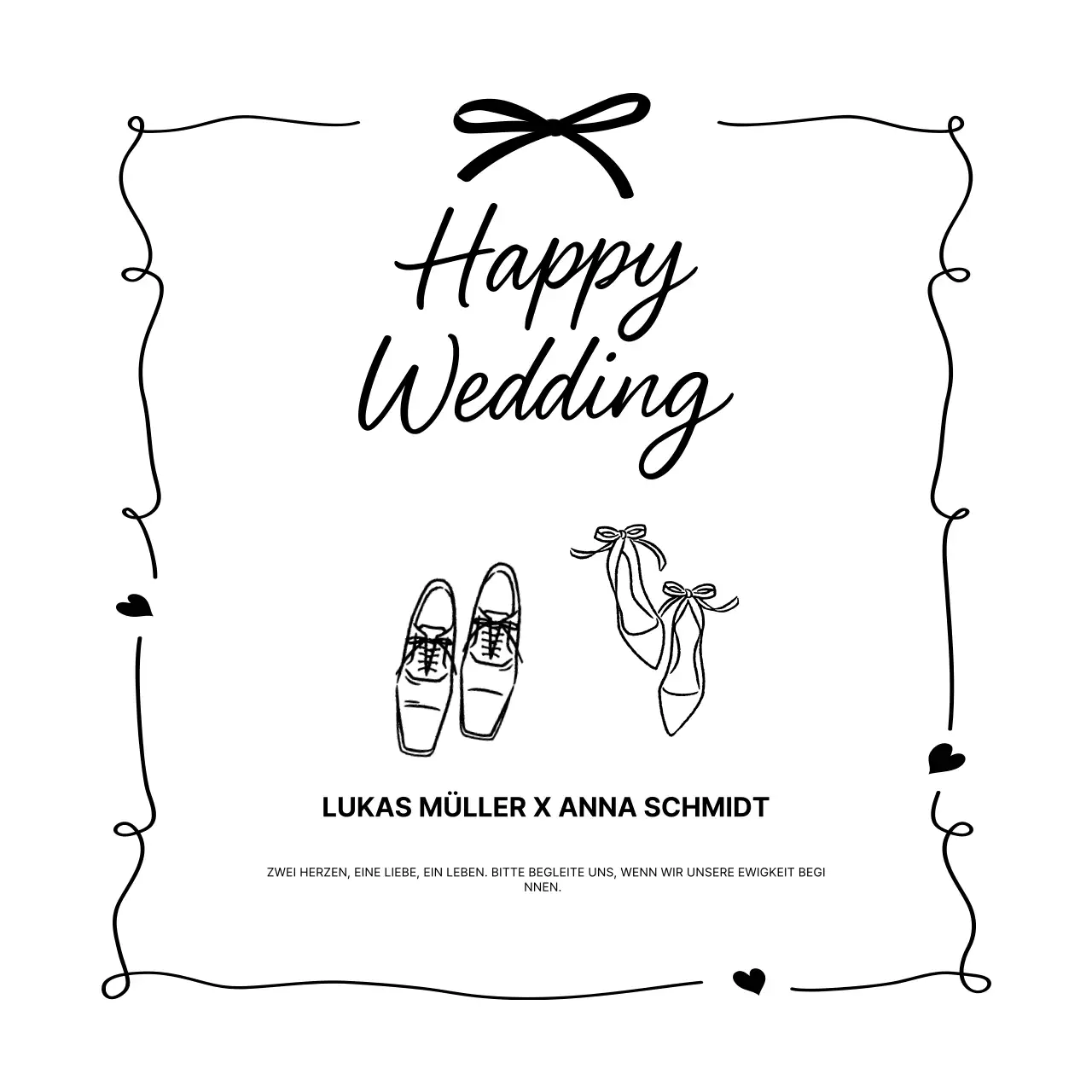 Schwarze einfache Hochzeitseinladung