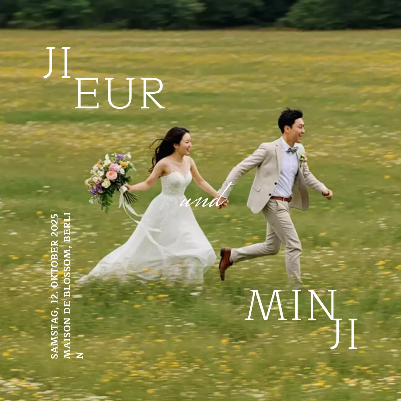 Grüne elegante Hochzeitseinladung