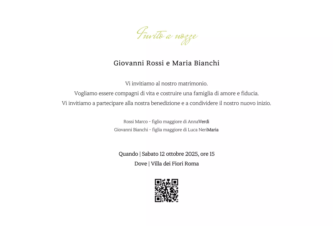 Invito di nozze elegante verde