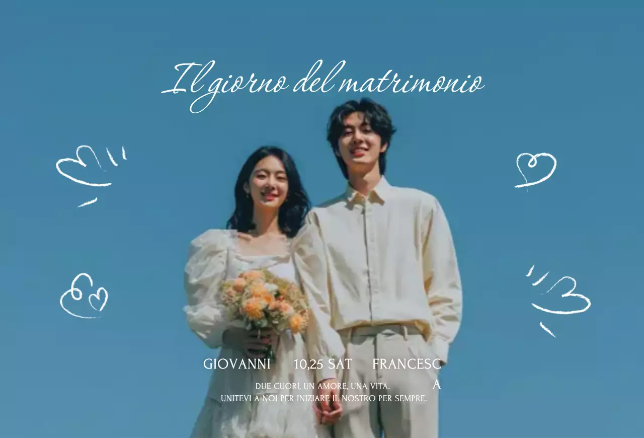 Invito di nozze semplice azzurro cielo