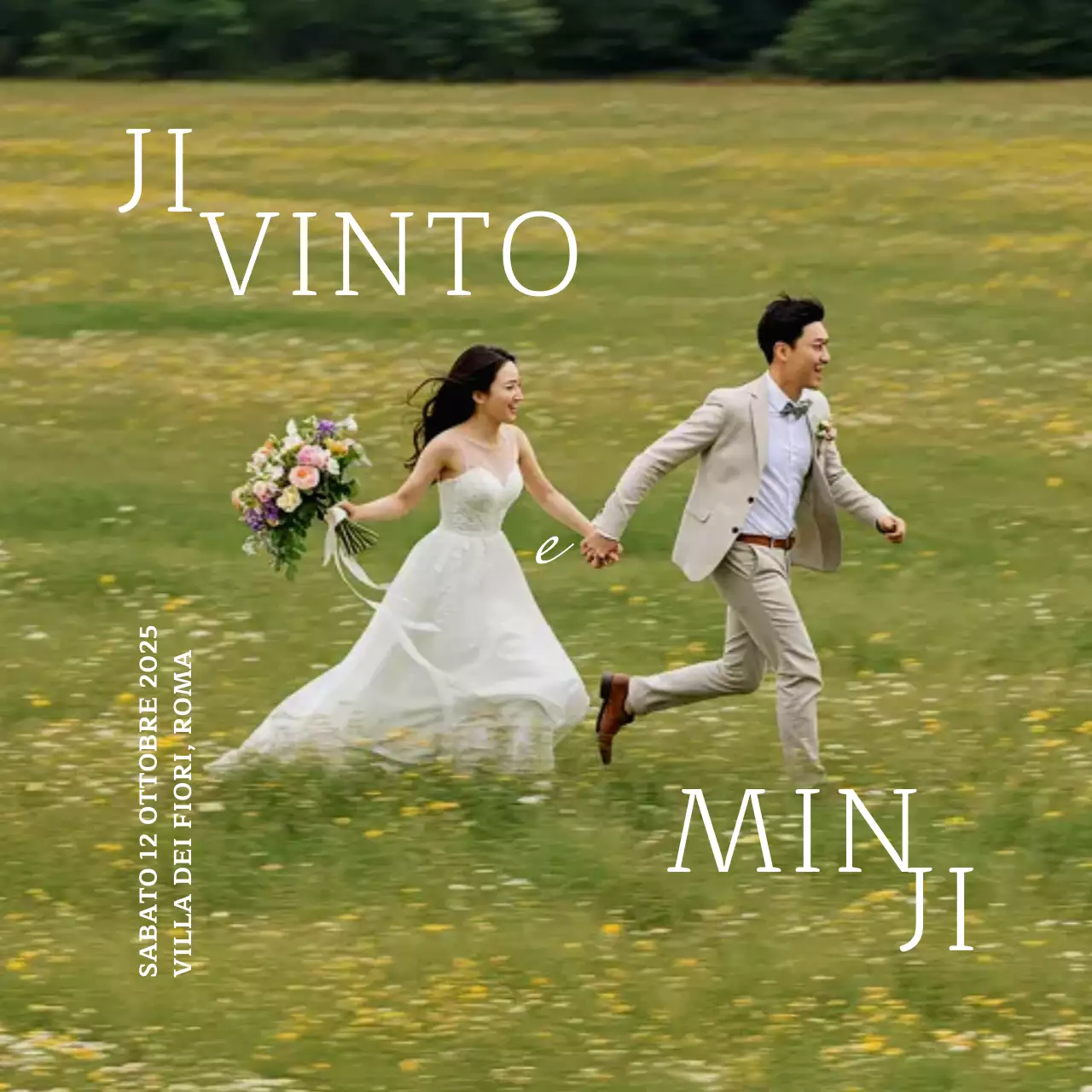 Invito di nozze elegante verde