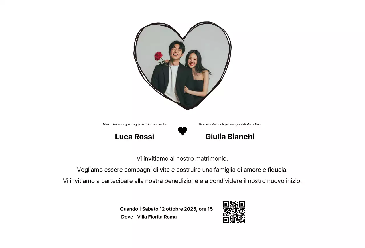 Invito di nozze semplice bianco